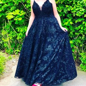 Black prom dress. Size 14. Worn once.